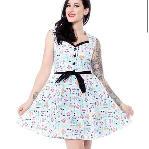 ModCloth Folter Teal Sugar Skull Fit & Flare Dress